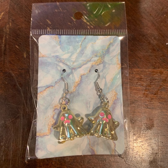 NEW HANDMADE GOLD GHOST EARRINGS - Picture 3 of 3